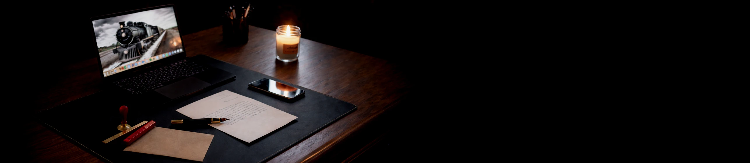 Writing desk with wax seal tools